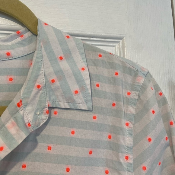 Vineyard Vines Size 8 Striped Neon Polka Dot Cotton Long Sleeve Popover Top - Picture 2 of 11
